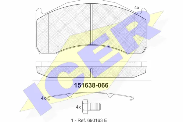 151638 ICER Комплект тормозных колодок, дисковый тормоз (фото 1)