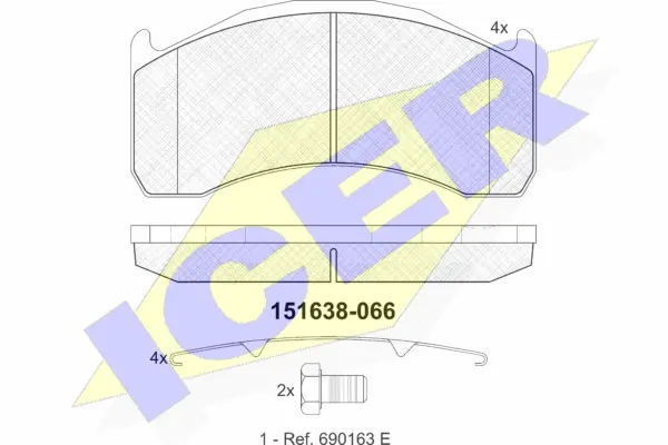 151638-066 ICER Комплект тормозных колодок, дисковый тормоз (фото 1)