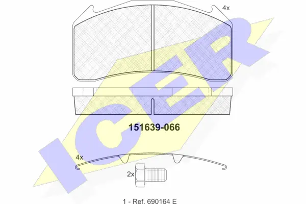 151639 ICER Комплект тормозных колодок, дисковый тормоз (фото 1)