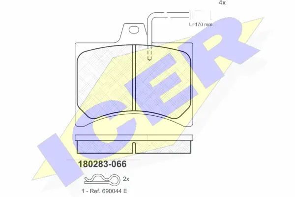 180283 ICER Комплект тормозных колодок, дисковый тормоз (фото 1)