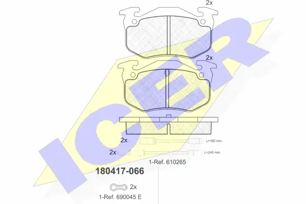 180417 ICER Комплект тормозных колодок, дисковый тормоз (фото 1)