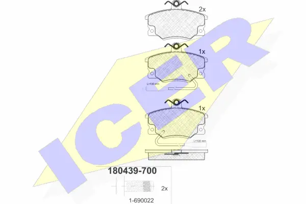 180439-700 ICER Комплект тормозных колодок, дисковый тормоз (фото 1)
