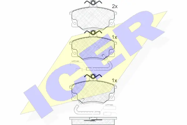 180660 ICER Комплект тормозных колодок, дисковый тормоз (фото 1)