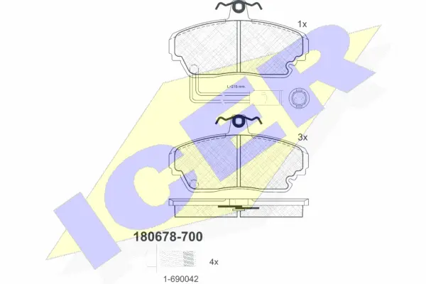 180678-700 ICER Комплект тормозных колодок, дисковый тормоз (фото 1)