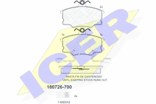 180726-700 ICER Комплект тормозных колодок, дисковый тормоз (фото 1)
