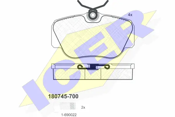180745-700 ICER Комплект тормозных колодок, дисковый тормоз (фото 1)