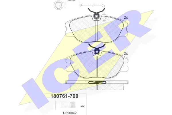 180761-700 ICER Комплект тормозных колодок, дисковый тормоз (фото 1)