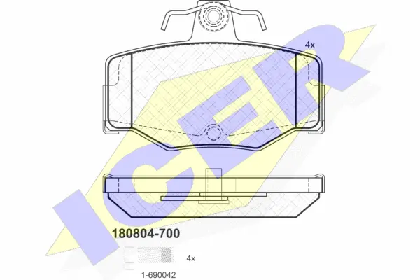 180804-700 ICER Комплект тормозных колодок, дисковый тормоз (фото 1)