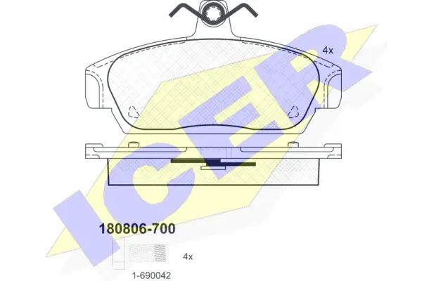 180806-700 ICER Комплект тормозных колодок, дисковый тормоз (фото 1)