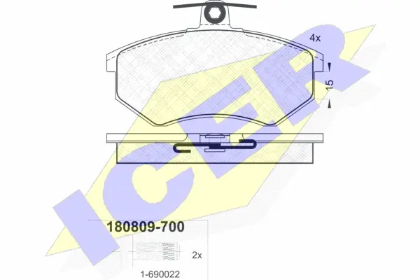 180809-700 ICER Комплект тормозных колодок, дисковый тормоз (фото 1)
