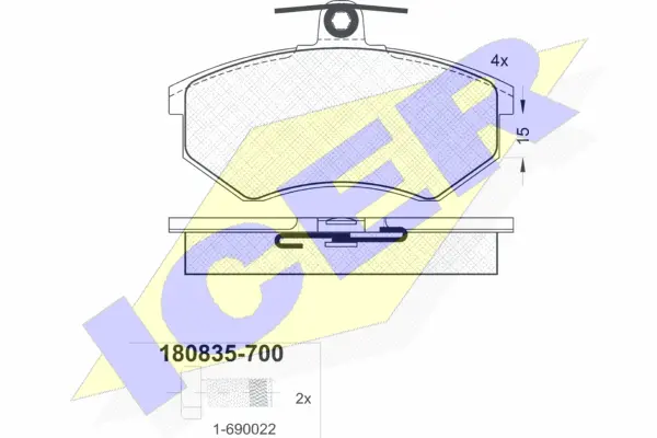 180835-700 ICER Комплект тормозных колодок, дисковый тормоз (фото 1)