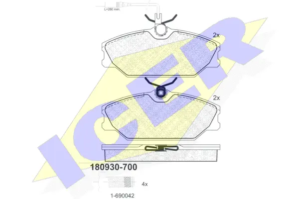 180930-700 ICER Комплект тормозных колодок, дисковый тормоз (фото 1)