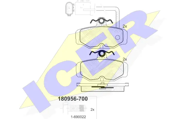180956-700 ICER Комплект тормозных колодок, дисковый тормоз (фото 1)