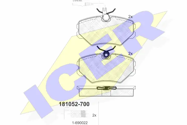 181052-700 ICER Комплект тормозных колодок, дисковый тормоз (фото 1)