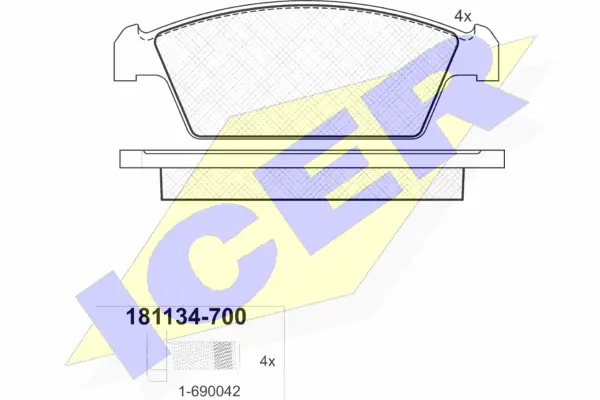 181134-700 ICER Комплект тормозных колодок, дисковый тормоз (фото 1)