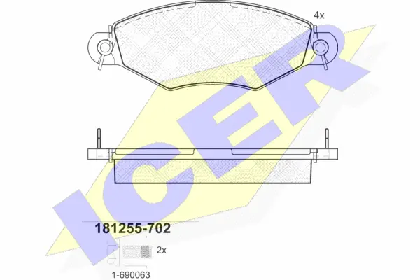 181255-702 ICER Комплект тормозных колодок, дисковый тормоз (фото 1)