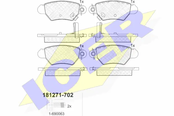 181271-702 ICER Комплект тормозных колодок, дисковый тормоз (фото 1)