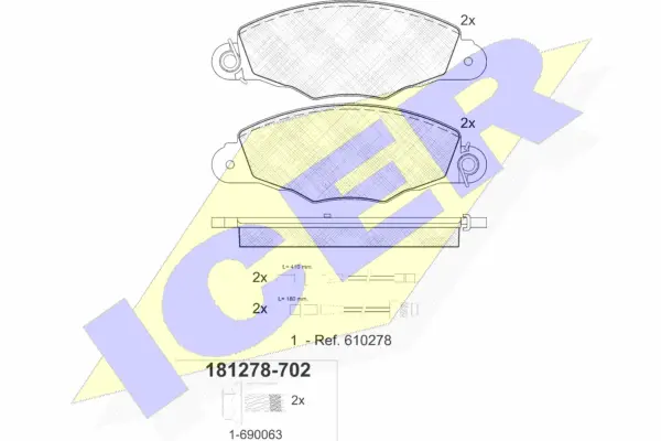 181278-702 ICER Комплект тормозных колодок, дисковый тормоз (фото 1)