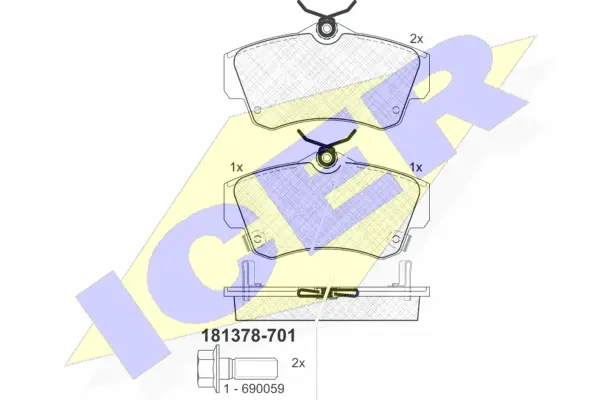 181378-701 ICER Комплект тормозных колодок, дисковый тормоз (фото 1)