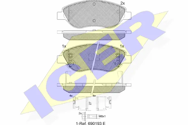 181445-208 ICER Комплект тормозных колодок, дисковый тормоз (фото 1)