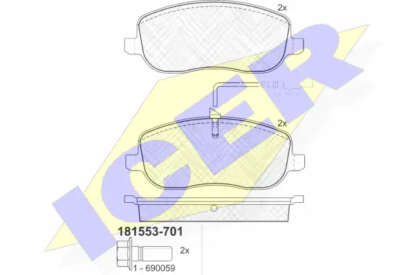 181553-701 ICER Комплект тормозных колодок, дисковый тормоз (фото 1)