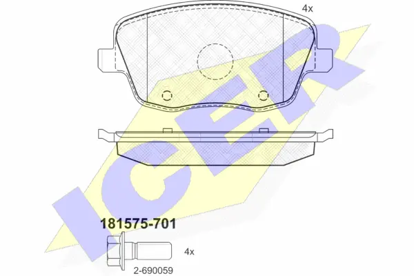 181575-701 ICER Комплект тормозных колодок, дисковый тормоз (фото 1)