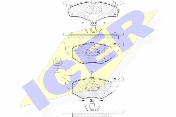 181594 ICER Комплект тормозных колодок, дисковый тормоз (фото 1)