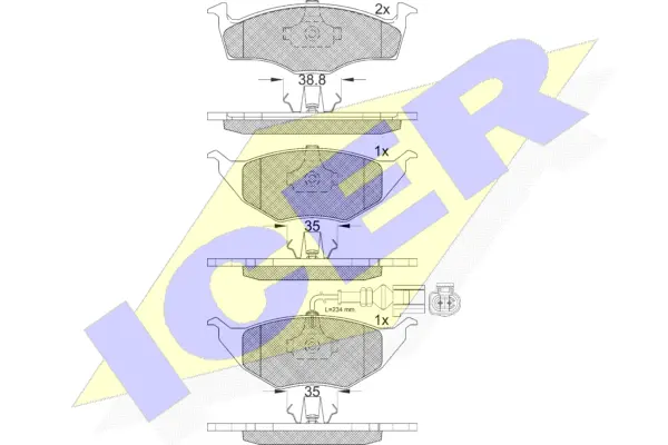 181594-071 ICER Комплект тормозных колодок, дисковый тормоз (фото 1)