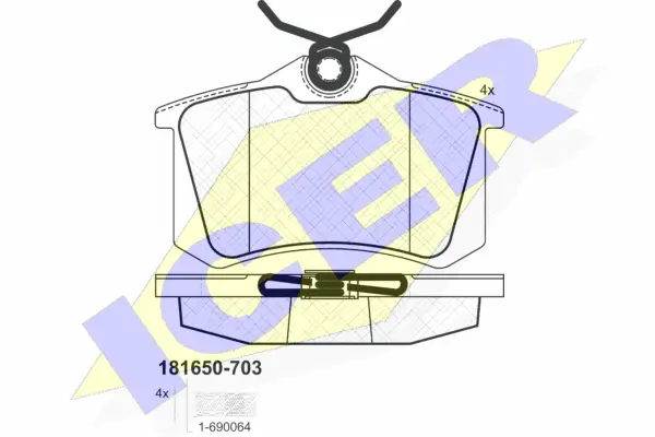 181650-703 ICER Комплект тормозных колодок, дисковый тормоз (фото 1)