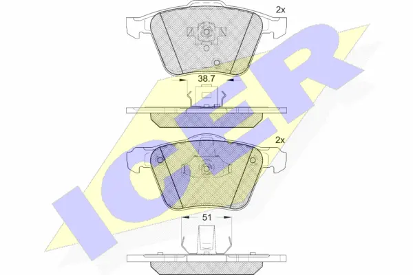 181655 ICER Комплект тормозных колодок, дисковый тормоз (фото 1)