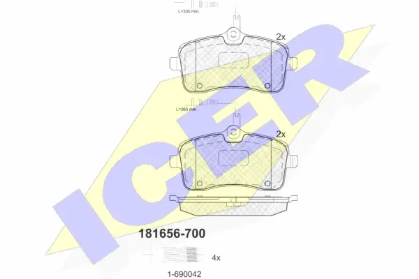 181656-700 ICER Комплект тормозных колодок, дисковый тормоз (фото 1)