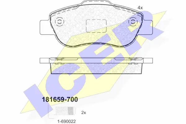 181659-700 ICER Комплект тормозных колодок, дисковый тормоз (фото 1)