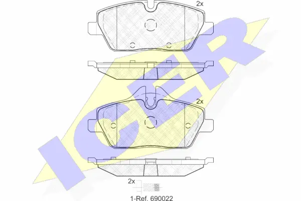 181662-202 ICER Комплект тормозных колодок, дисковый тормоз (фото 1)