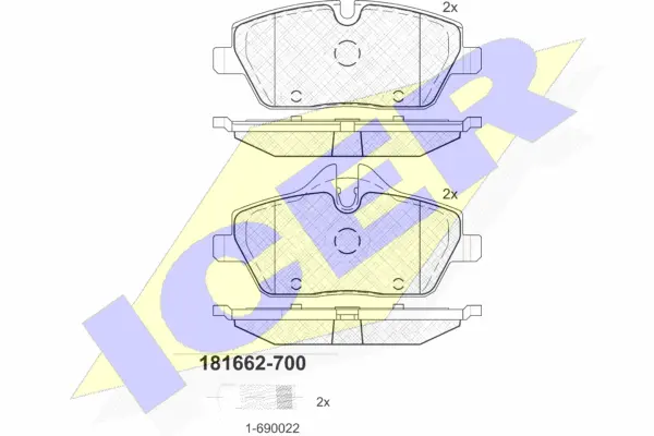 181662-700 ICER Комплект тормозных колодок, дисковый тормоз (фото 1)