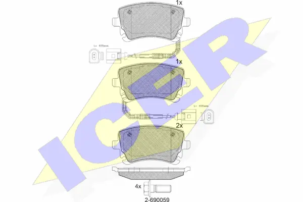181674 ICER Комплект тормозных колодок, дисковый тормоз (фото 1)