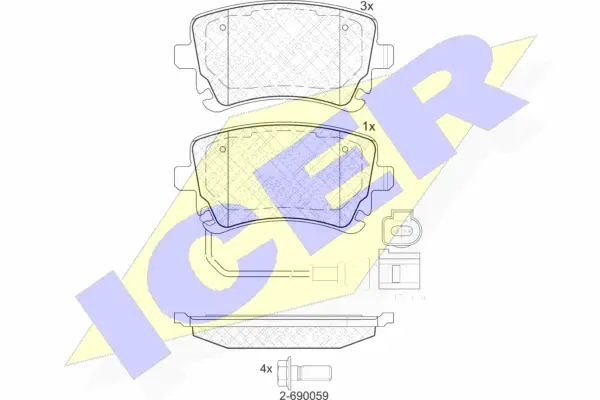 181674-203 ICER Комплект тормозных колодок, дисковый тормоз (фото 1)