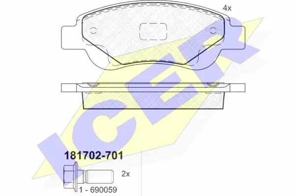 181702-701 ICER Комплект тормозных колодок, дисковый тормоз (фото 1)