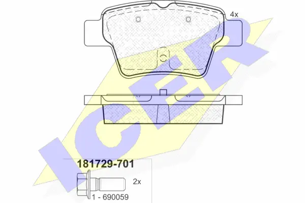 181729-701 ICER Комплект тормозных колодок, дисковый тормоз (фото 1)