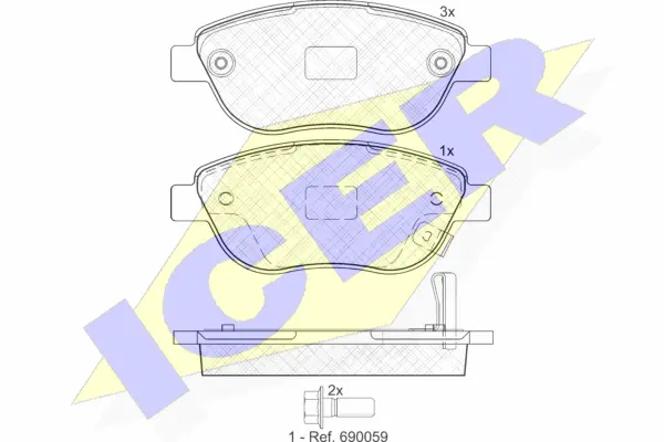 181809 ICER Комплект тормозных колодок, дисковый тормоз (фото 1)