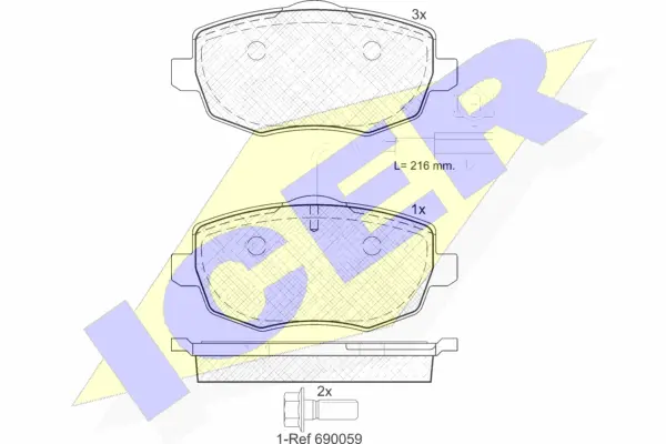 181845 ICER Комплект тормозных колодок, дисковый тормоз (фото 1)