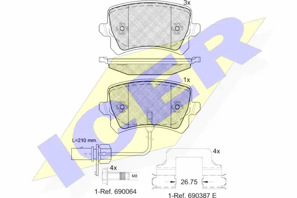 181857-203 ICER Комплект тормозных колодок, дисковый тормоз (фото 1)