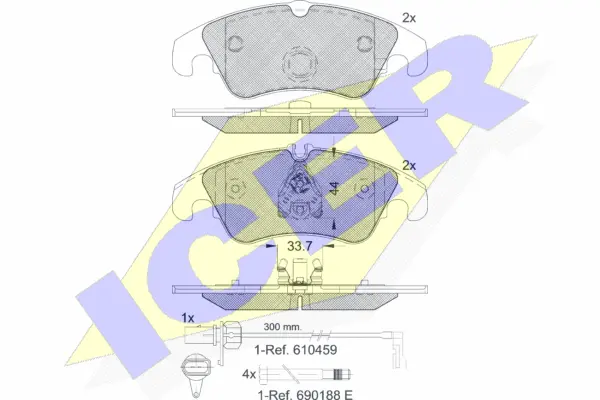 181862 ICER Комплект тормозных колодок, дисковый тормоз (фото 1)