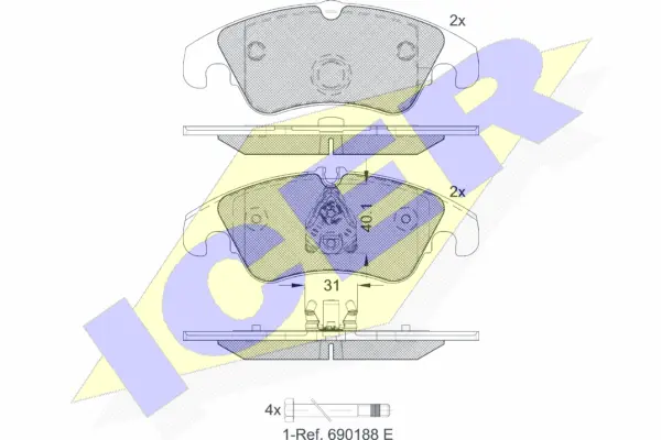 181862-203 ICER Комплект тормозных колодок, дисковый тормоз (фото 1)