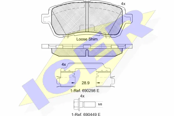 181881-204 ICER Комплект тормозных колодок, дисковый тормоз (фото 1)