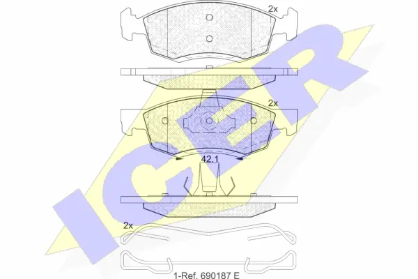 181924 ICER Комплект тормозных колодок, дисковый тормоз (фото 1)