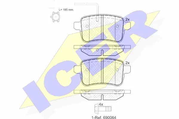 181995 ICER Комплект тормозных колодок, дисковый тормоз (фото 1)