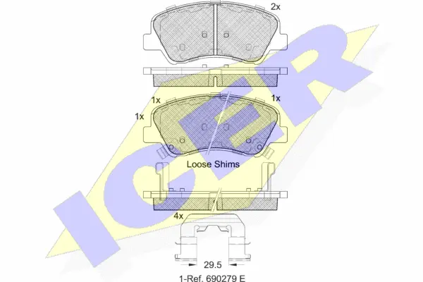 182035 ICER Комплект тормозных колодок, дисковый тормоз (фото 1)