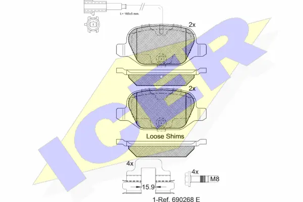 182037 ICER Комплект тормозных колодок, дисковый тормоз (фото 1)