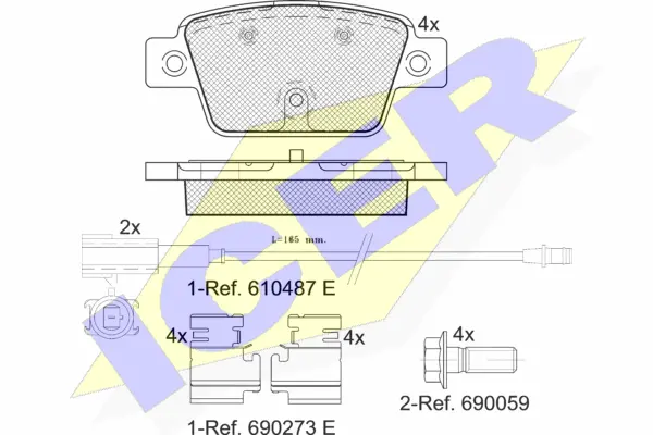 182043 ICER Комплект тормозных колодок, дисковый тормоз (фото 1)
