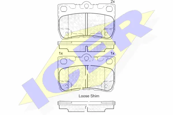 182060 ICER Комплект тормозных колодок, дисковый тормоз (фото 1)